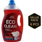 EcoClean Liquid Laundry Power Gel 3L bottle bundle of 6 - eco friendly concentrated detergent for UAE hard water