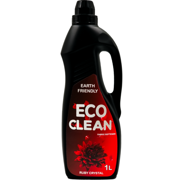 Alt Text: EcoClean Fabric Softener 1L bottle - eco friendly hard water formula UAE