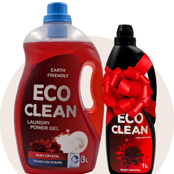EcoClean Ruby Crystal Gift Set - Power Gel and Fabric Softener UAE