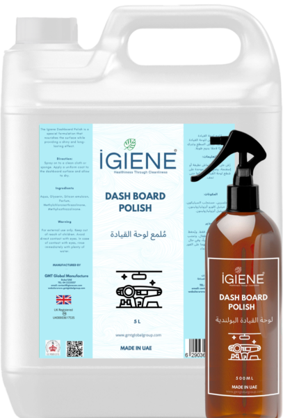 Dash Board Polish 500ml and 5L bottles - shiny long lasting finish UAE